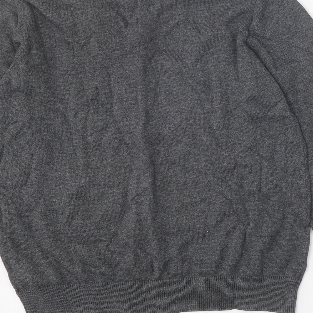 Marks and Spencer Boys Grey V-Neck 100% Cotton Pullover Jumper Size 9-10 Years Pullover