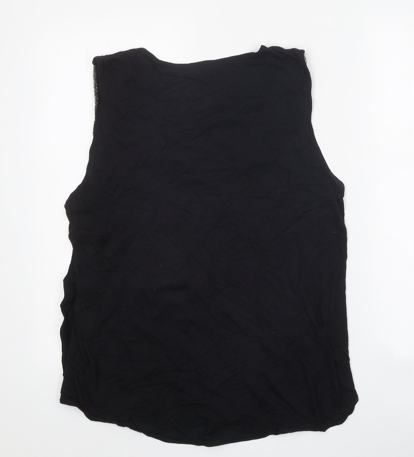 Zara Womens Black Polyester Basic Tank Size S Round Neck