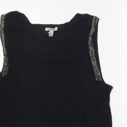 Zara Womens Black Polyester Basic Tank Size S Round Neck