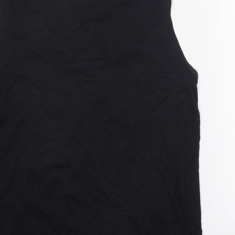Zara Womens Black Polyester Basic Tank Size S Round Neck