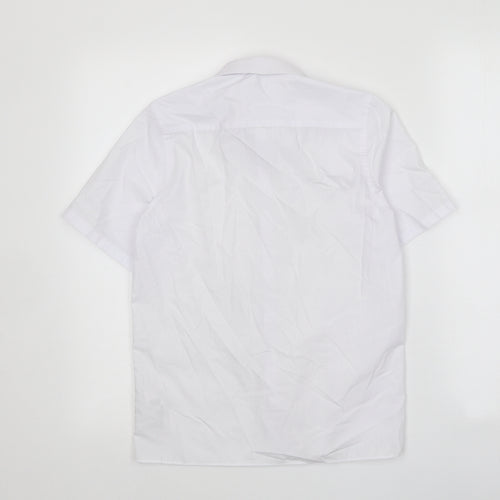 Marks and Spencer Boys White Polyester Basic Button-Up Size 10-11 Years Collared Button