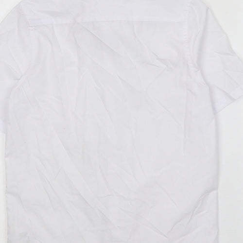 Marks and Spencer Boys White Polyester Basic Button-Up Size 10-11 Years Collared Button