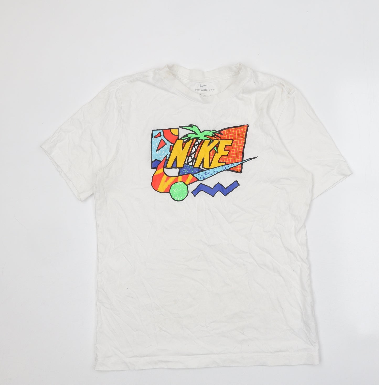 Nike Mens White Acrylic T-Shirt Size M Round Neck