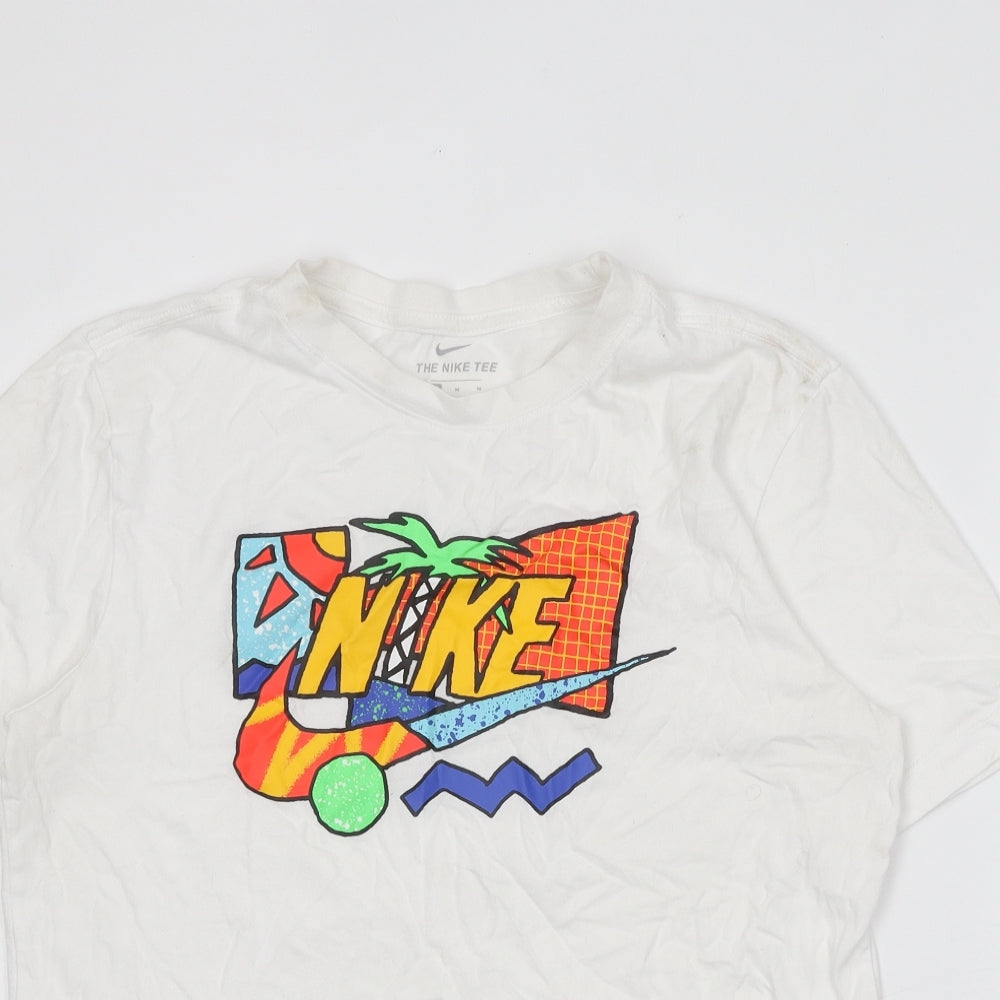 Nike Mens White Acrylic T-Shirt Size M Round Neck