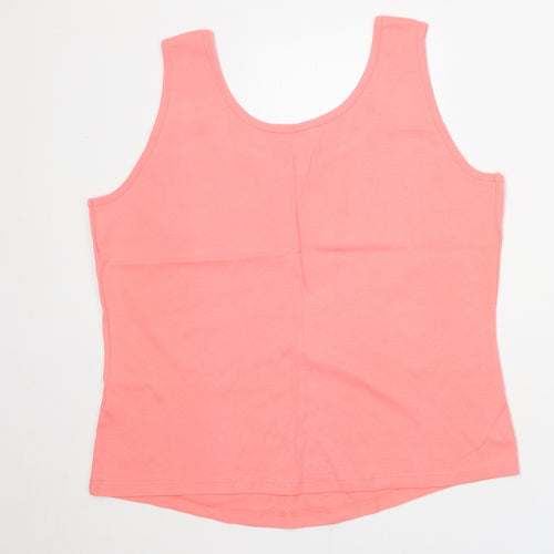BHS Womens Pink 100% Cotton Basic Tank Size 22 Round Neck
