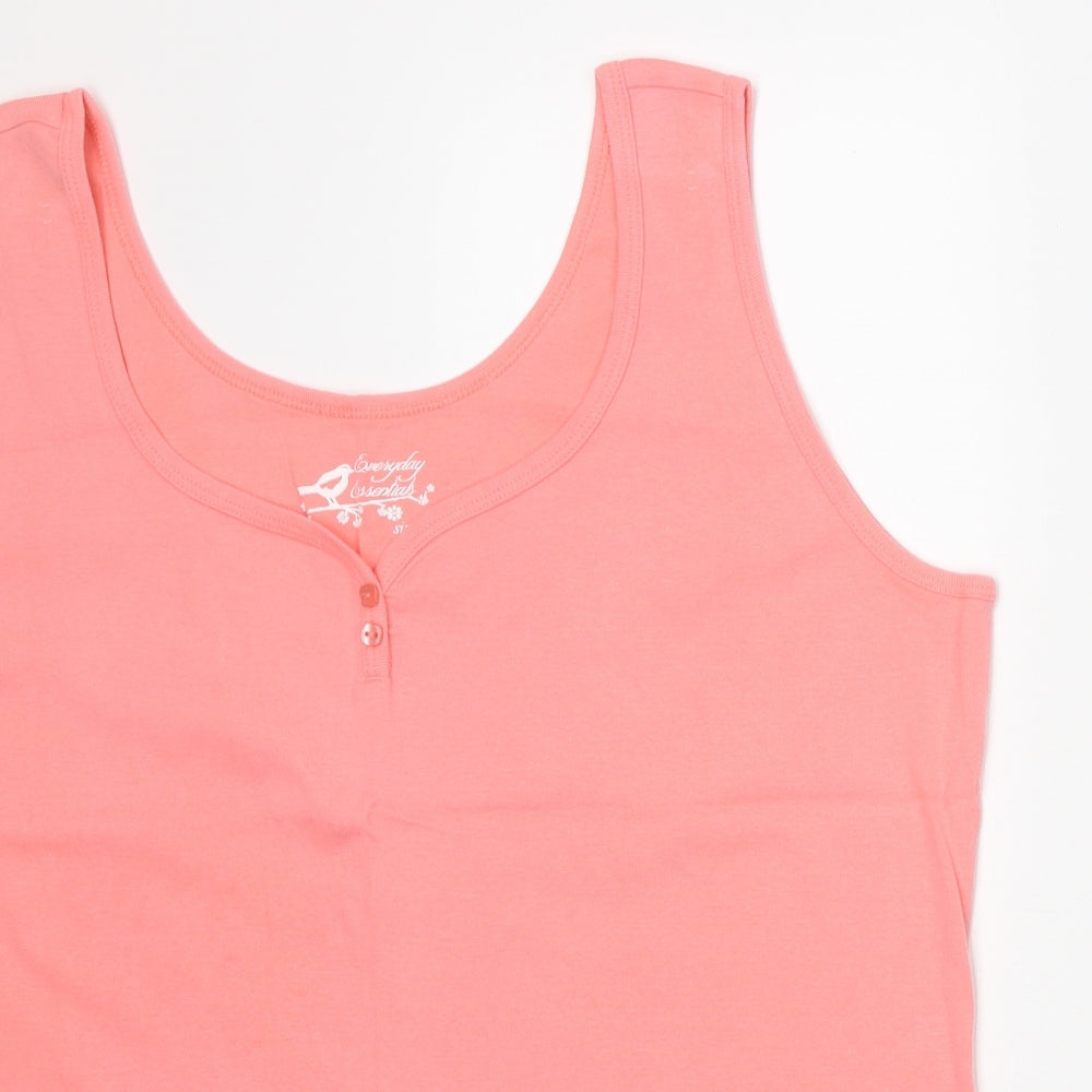 BHS Womens Pink 100% Cotton Basic Tank Size 22 Round Neck