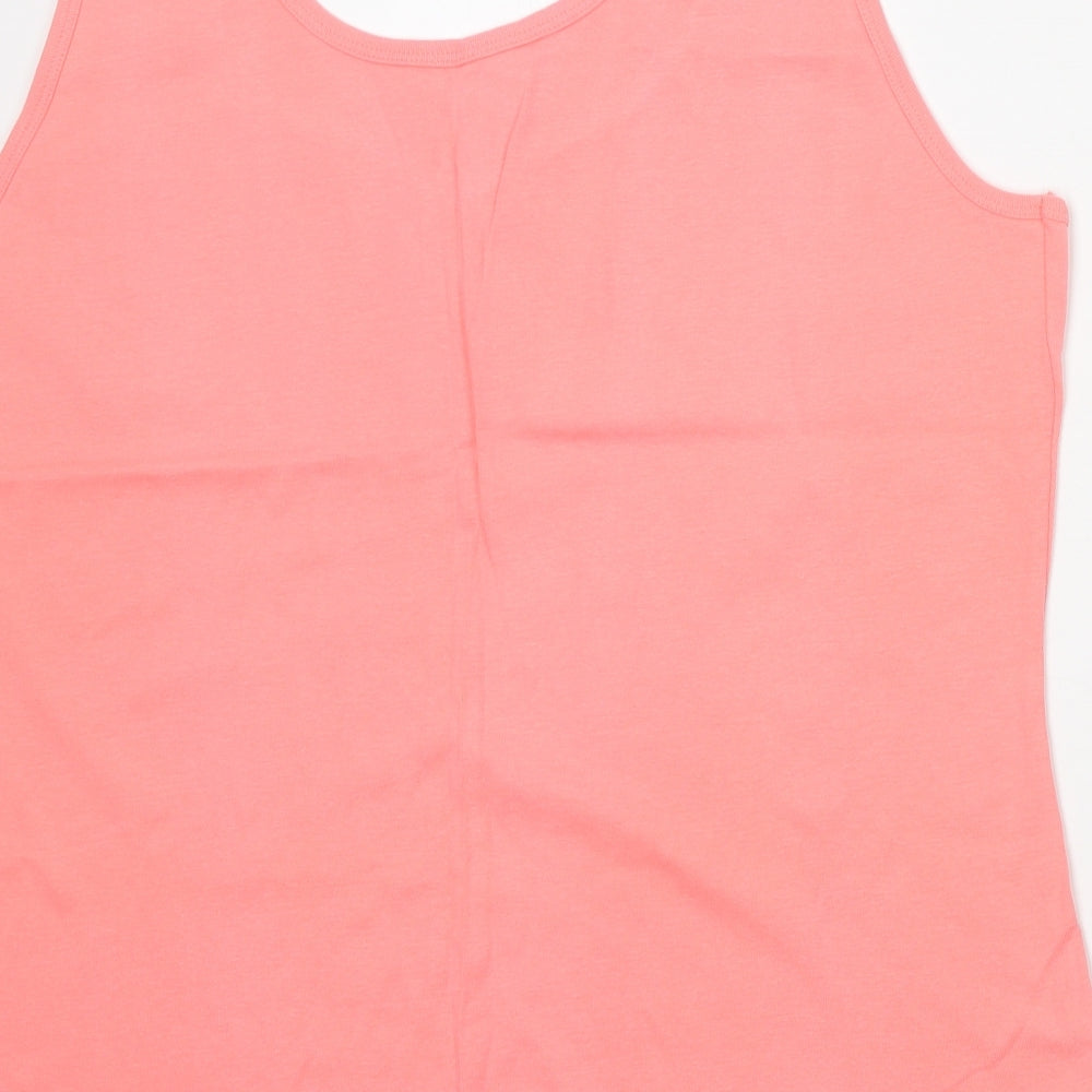 BHS Womens Pink 100% Cotton Basic Tank Size 22 Round Neck