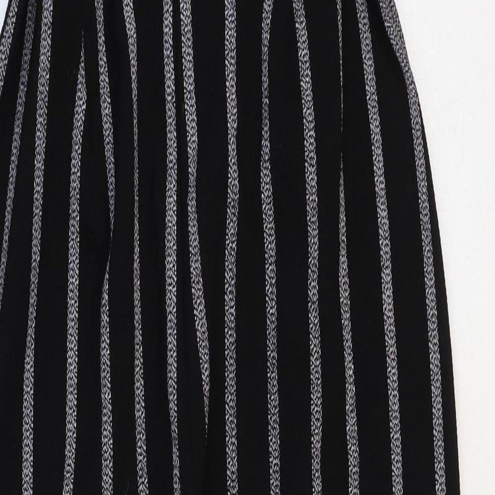 Boohoo Womens Black Striped Polyester Jumpsuit One-Piece Size 10 Tie