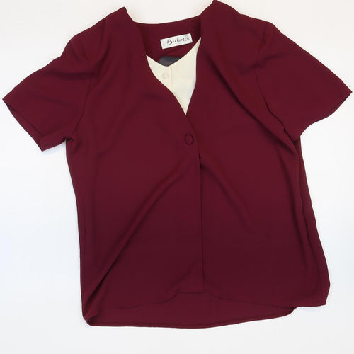 Berkertex Womens Purple Polyester Basic Blouse Size 16 V-Neck
