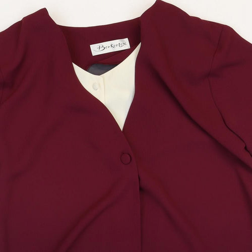 Berkertex Womens Purple Polyester Basic Blouse Size 16 V-Neck