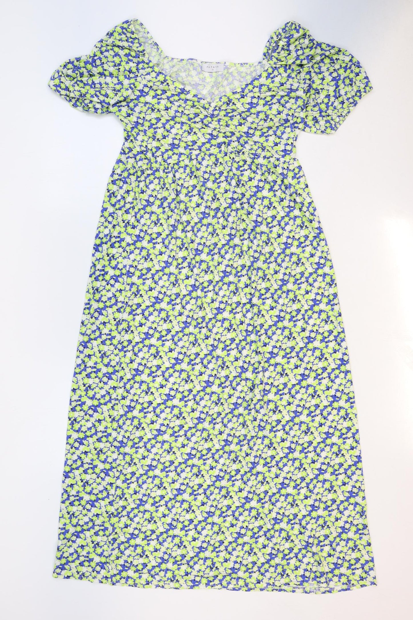 Papaya Womens Multicoloured Floral Viscose A-Line Size 14 V-Neck Pullover