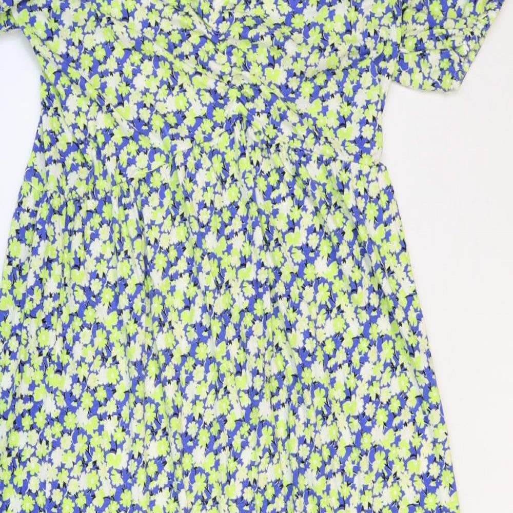 Papaya Womens Multicoloured Floral Viscose A-Line Size 14 V-Neck Pullover