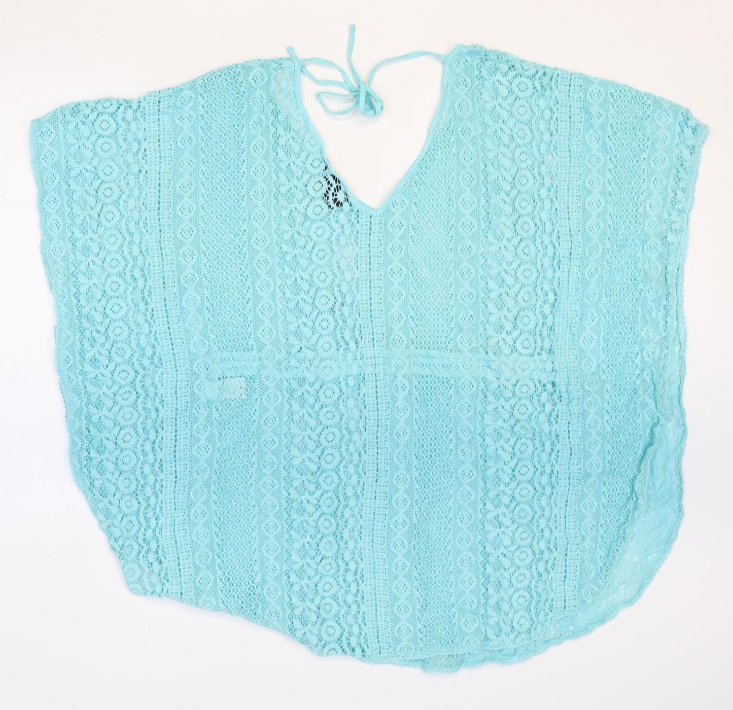 Beyou Womens Blue Geometric Cotton Basic Blouse Size 12 V-Neck