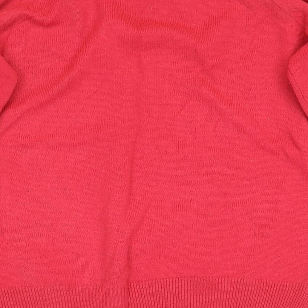 River Island Girls Pink Round Neck Acrylic Pullover Jumper Size 7-8 Years Pullover - Love Heart
