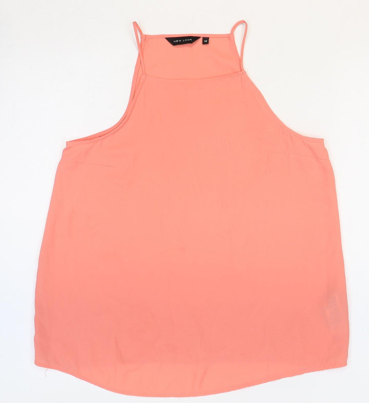 New Look Womens Pink Polyester Basic Tank Size 10 Square Neck
