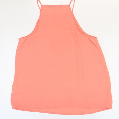 New Look Womens Pink Polyester Basic Tank Size 10 Square Neck