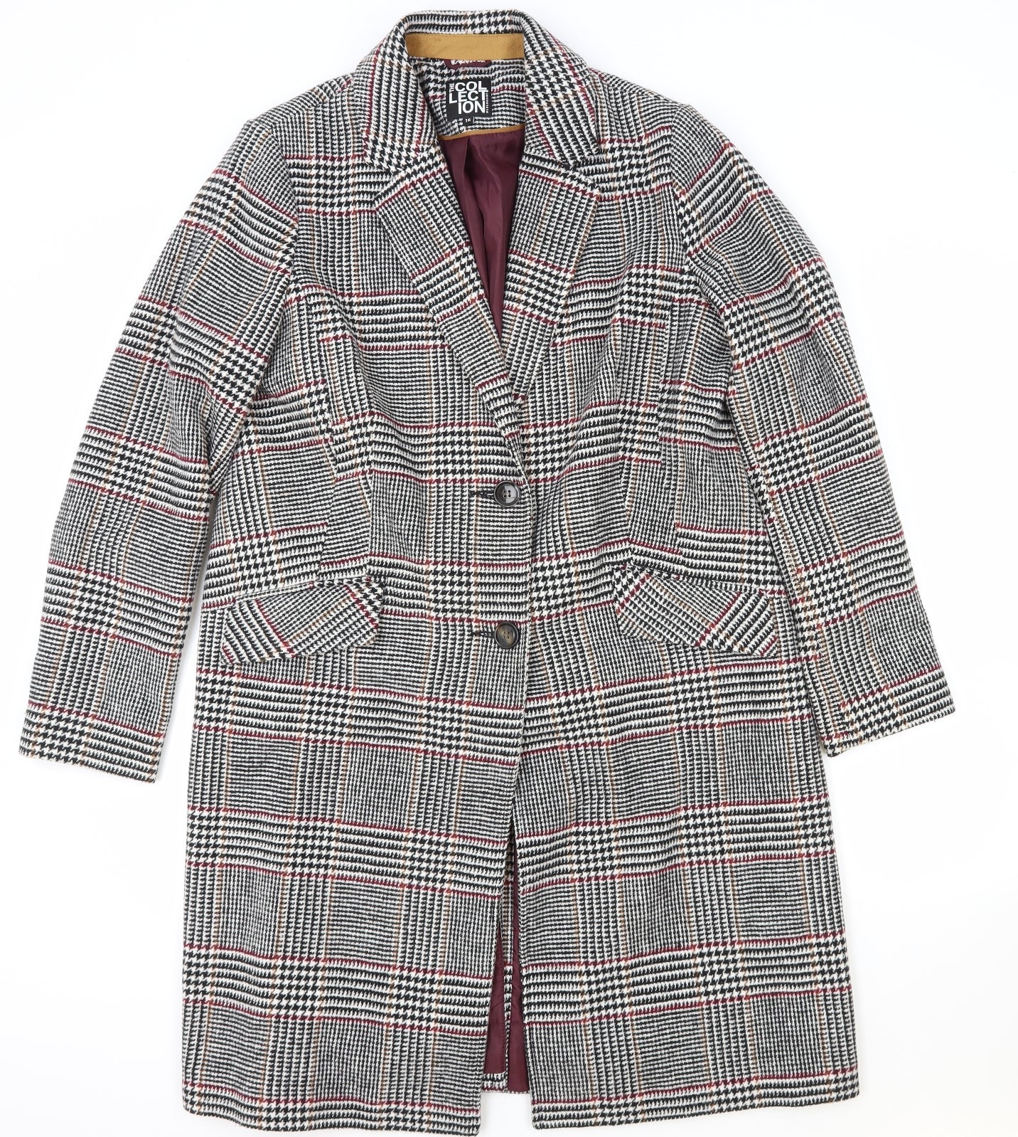 Debenhams Womens Multicoloured Geometric Pea Coat Coat Size 16 Button