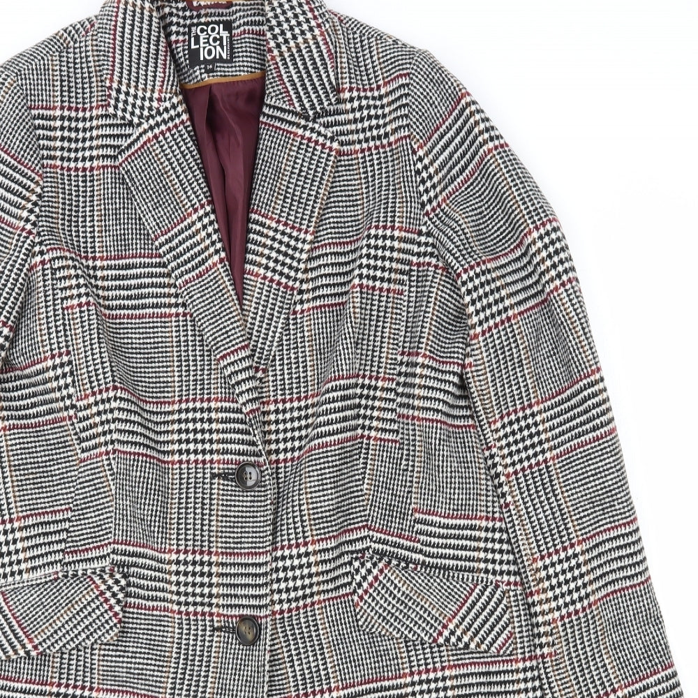 Debenhams Womens Multicoloured Geometric Pea Coat Coat Size 16 Button