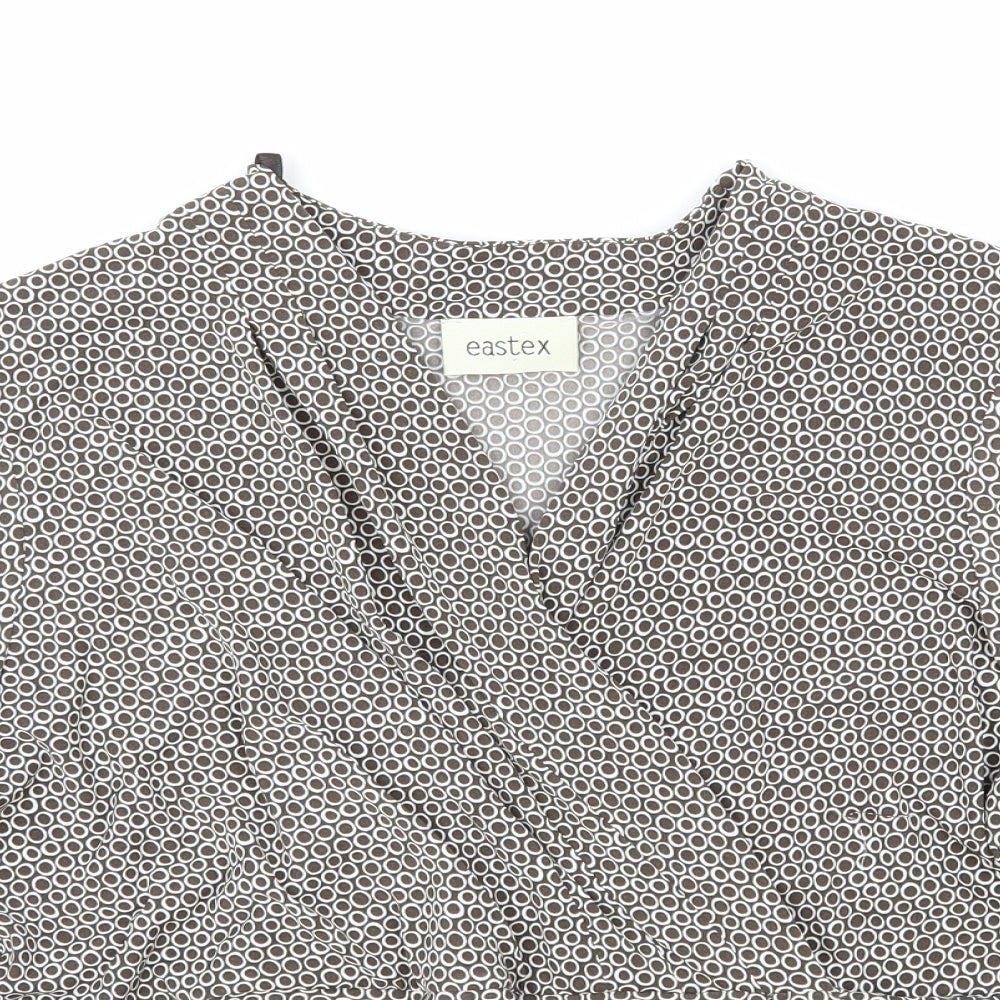 Eastex Womens Brown Geometric Polyester Basic Blouse Size 18 V-Neck - Tie Front