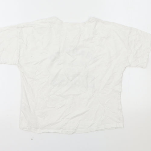 M&Co Boys White Cotton Basic T-Shirt Size 11-12 Years Round Neck Pullover - Ready to Change the World