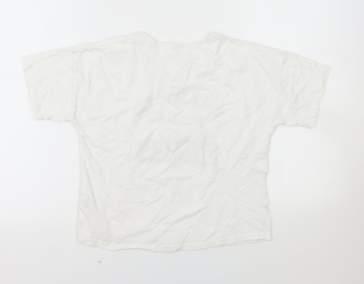 M&Co Boys White Cotton Basic T-Shirt Size 11-12 Years Round Neck Pullover - Ready to Change the World