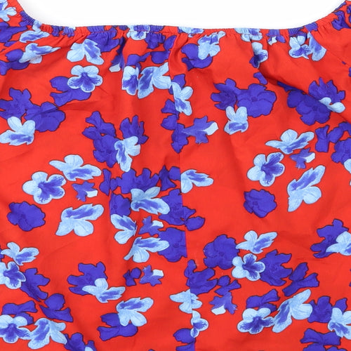 Primark Womens Red Floral Viscose Basic Blouse Size 14 Off the Shoulder