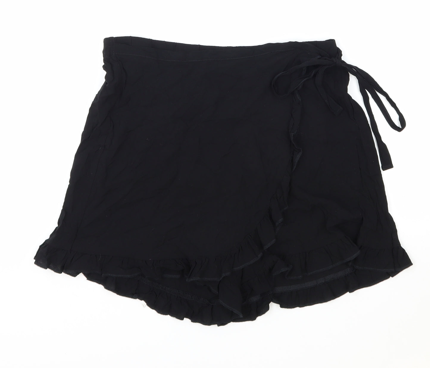 Tezenis Womens Black Viscose Wrap Shorts Size M Regular Drawstring