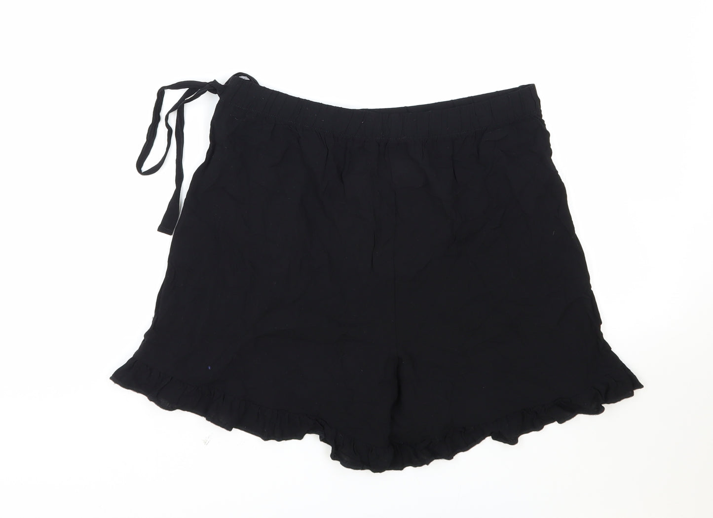 Tezenis Womens Black Viscose Wrap Shorts Size M Regular Drawstring