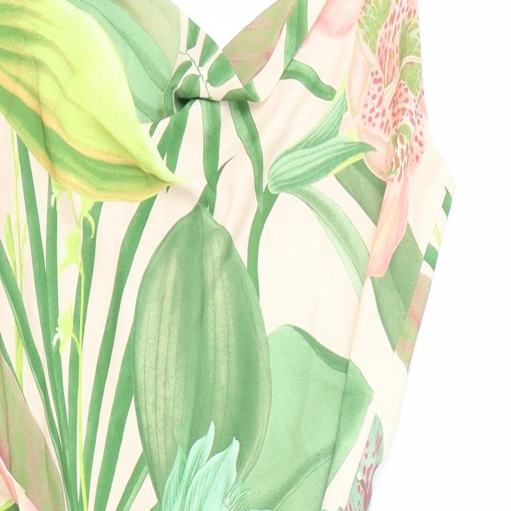 Love Womens Multicoloured Geometric Polyester Slip Dress Size 12 Cowl Neck Zip