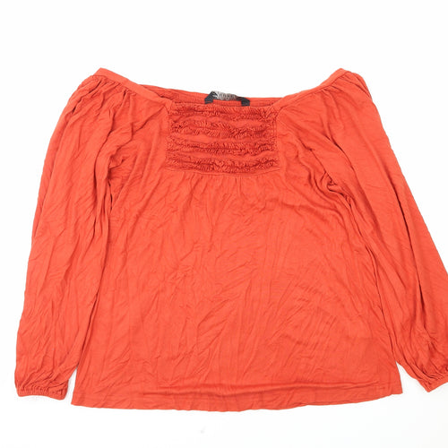 Joanna Hope Womens Red Viscose Basic T-Shirt Size 12 Boat Neck