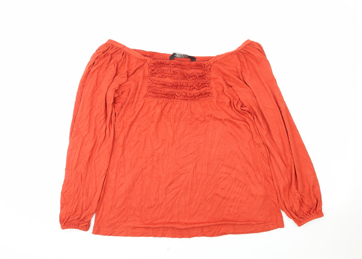 Joanna Hope Womens Red Viscose Basic T-Shirt Size 12 Boat Neck