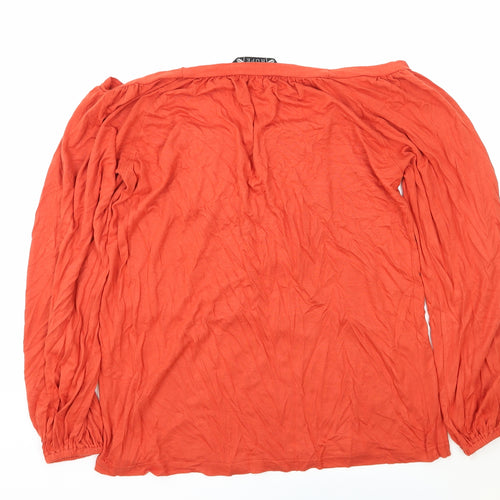 Joanna Hope Womens Red Viscose Basic T-Shirt Size 12 Boat Neck