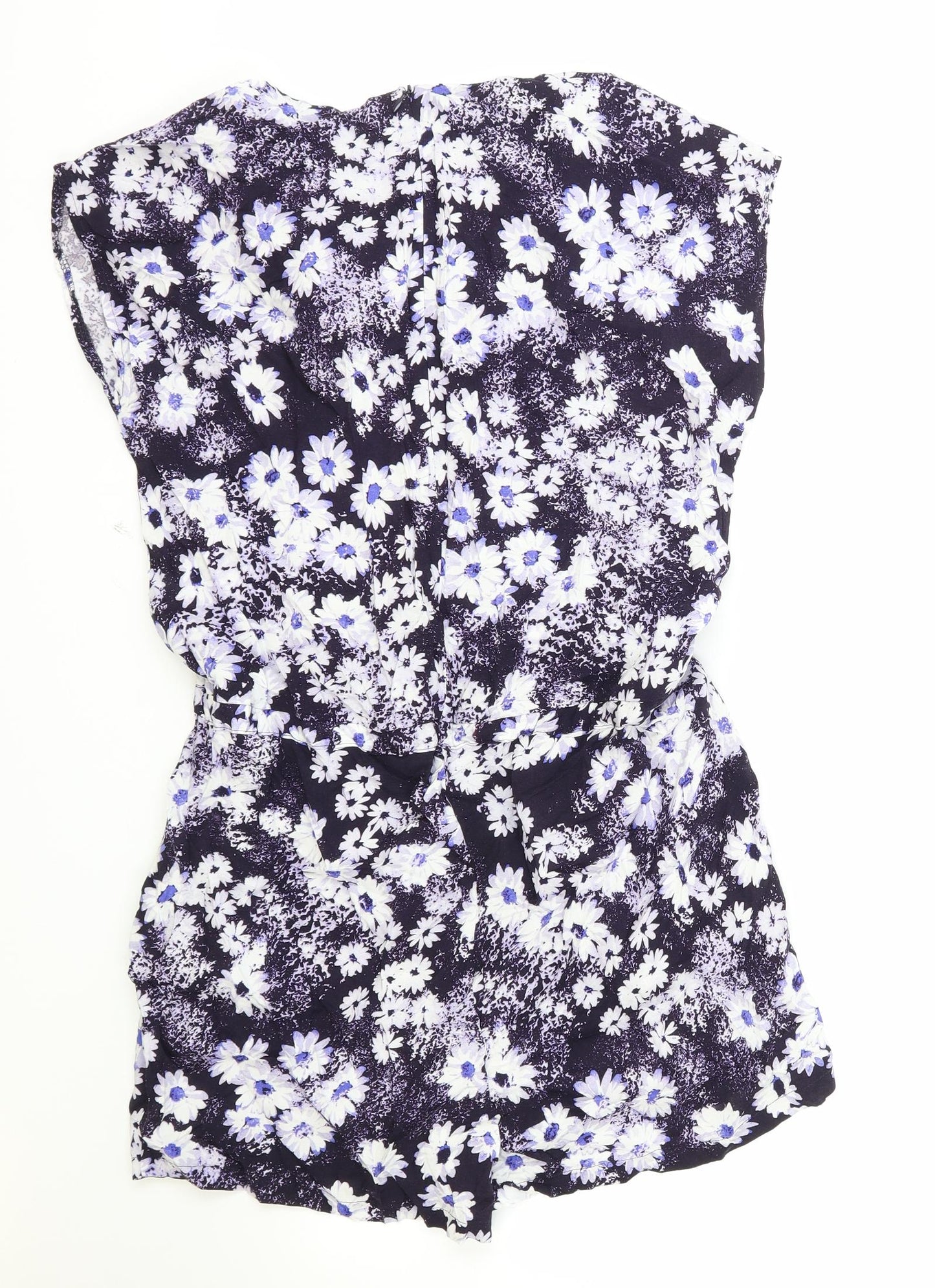 Papaya Womens Blue Floral Polyamide Playsuit One-Piece Size 12 Zip