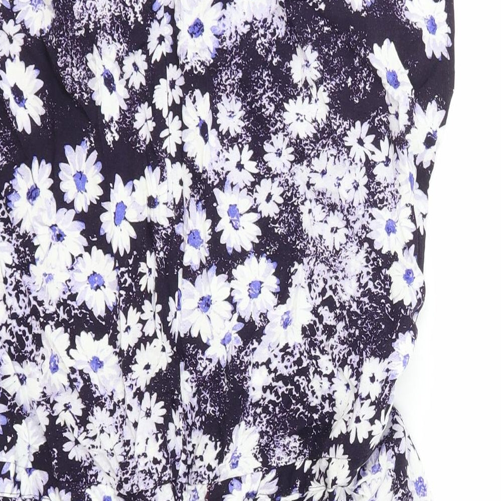 Papaya Womens Blue Floral Polyamide Playsuit One-Piece Size 12 Zip