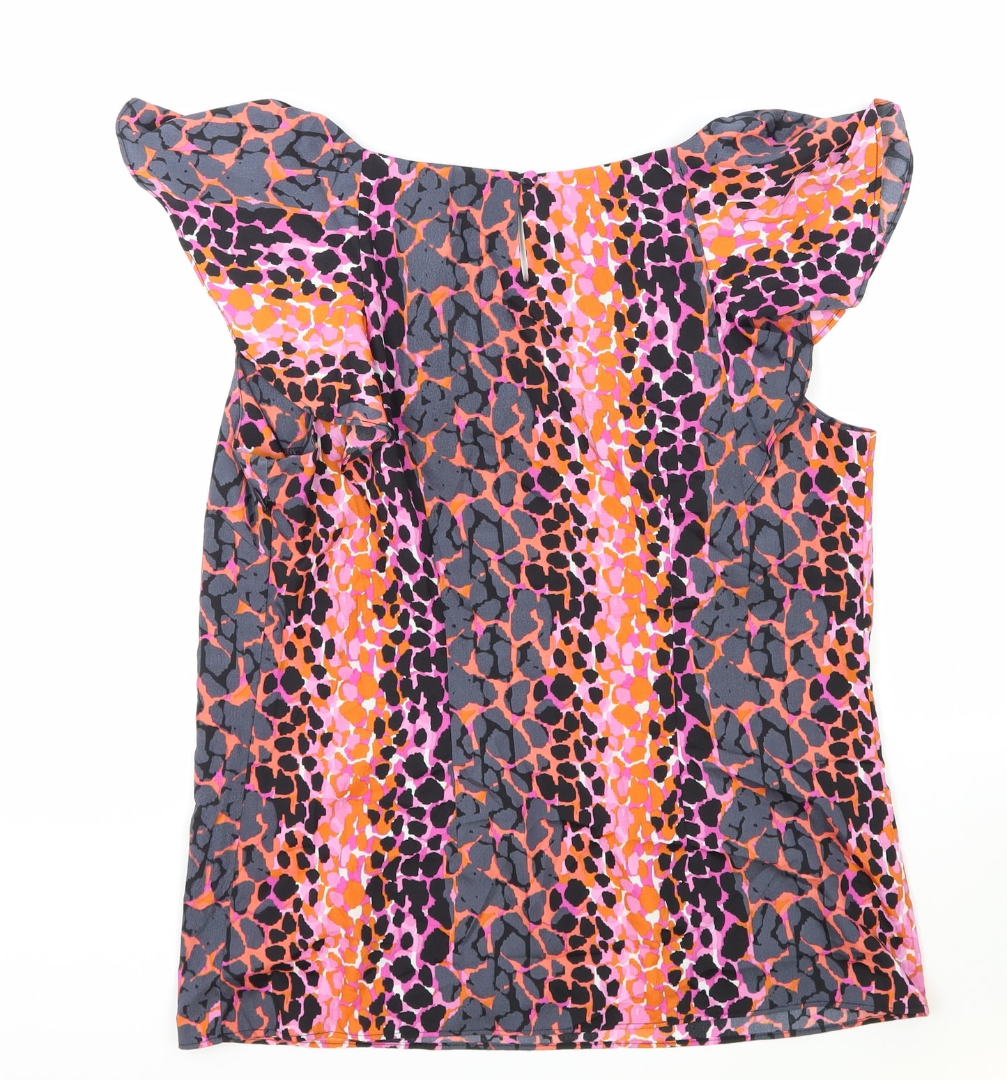 Et Vous Womens Multicoloured Geometric Polyester Basic T-Shirt Size 12 Boat Neck