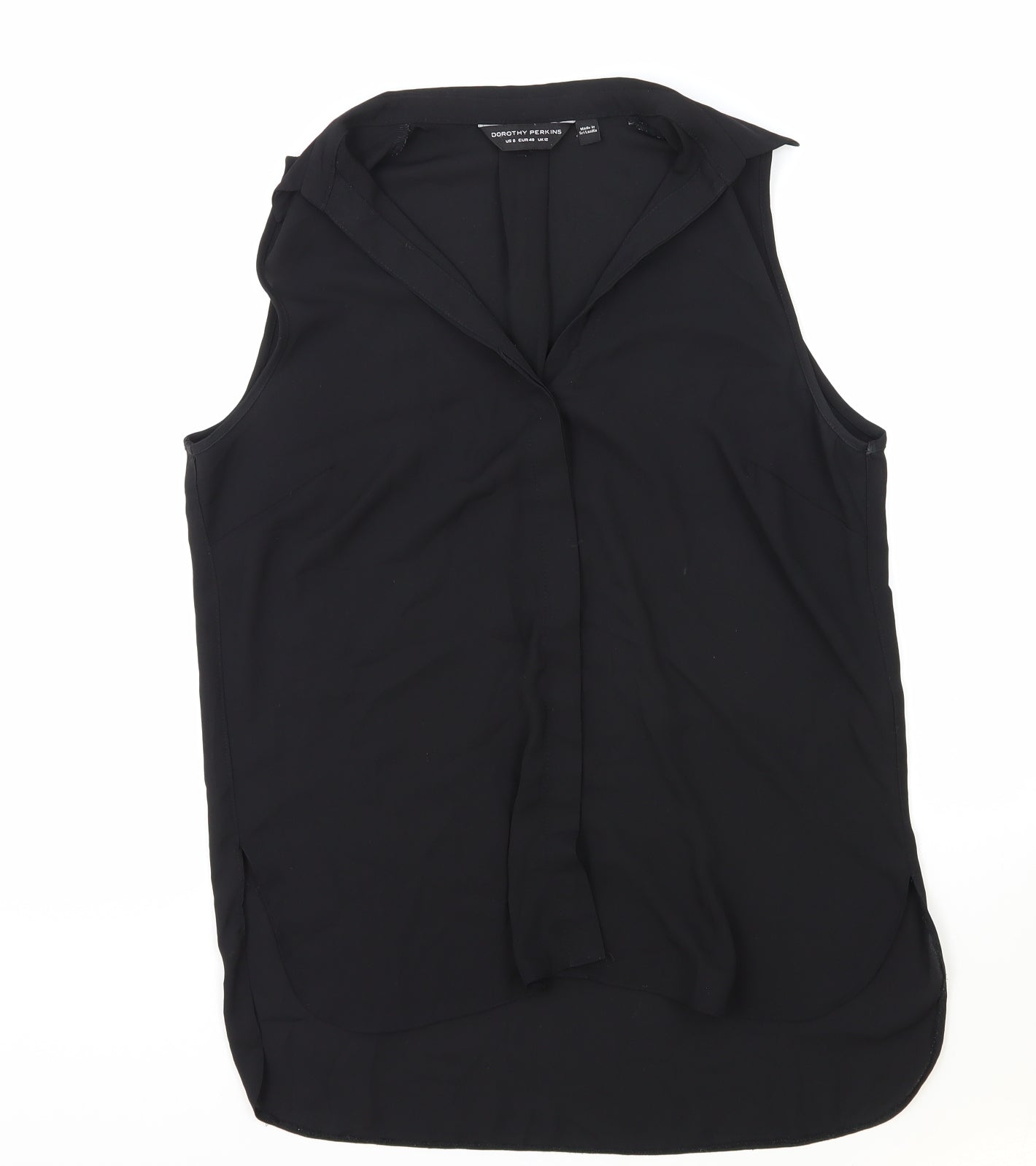 Dorothy Perkins Womens Black Viscose Basic Tank Size 12 Collared