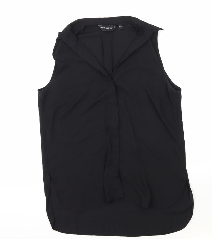 Dorothy Perkins Womens Black Viscose Basic Tank Size 12 Collared