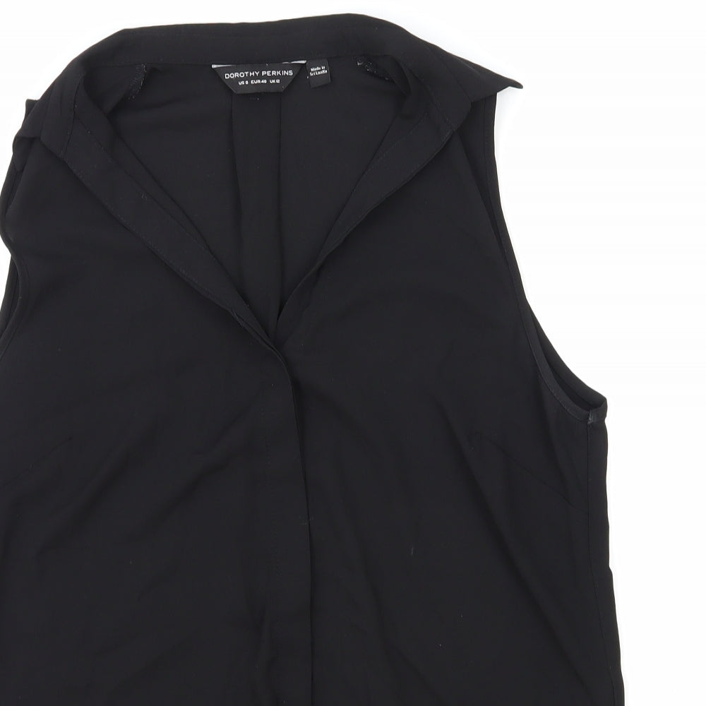 Dorothy Perkins Womens Black Viscose Basic Tank Size 12 Collared