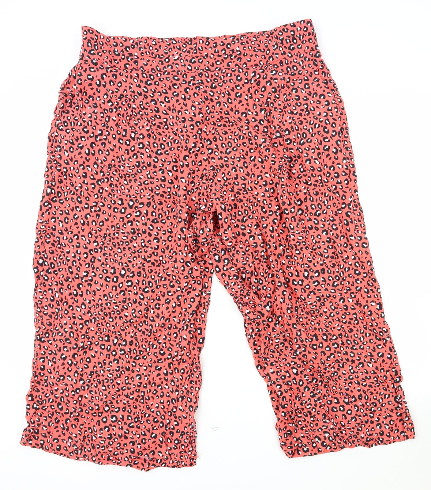 Marks and Spencer Womens Pink Animal Print Viscose Cropped Trousers Size 20 Regular - Leopard Pattern