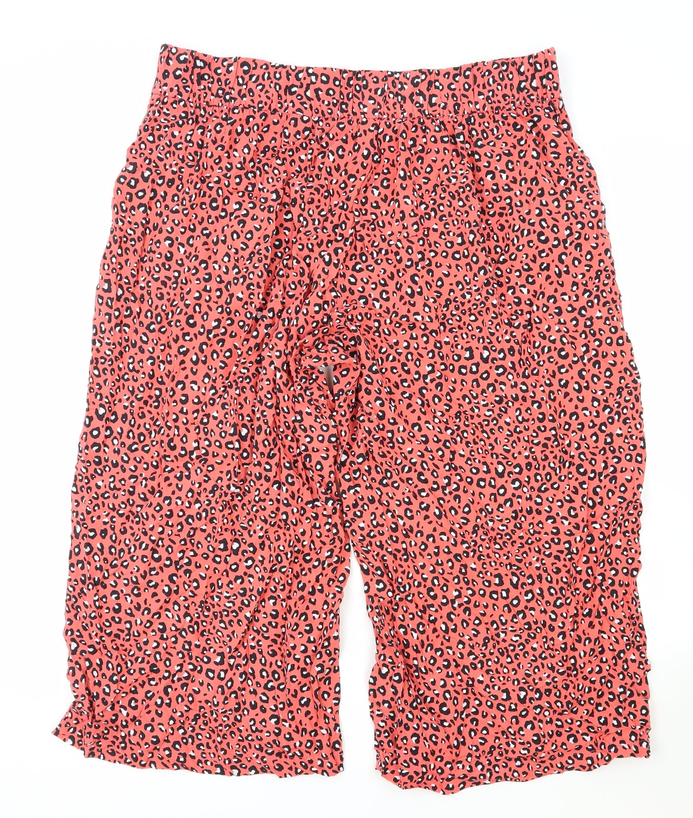Marks and Spencer Womens Pink Animal Print Viscose Cropped Trousers Size 20 Regular - Leopard Pattern