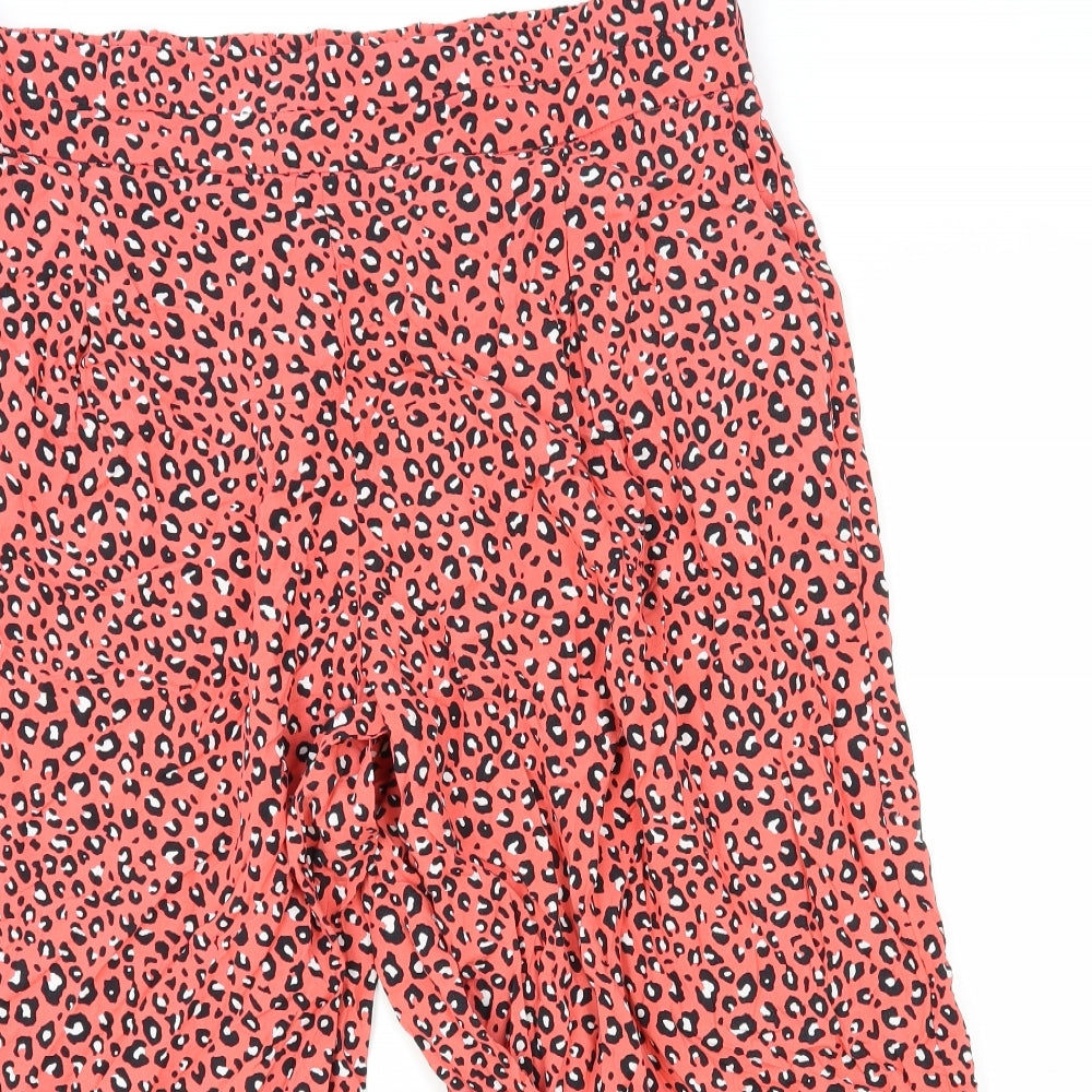 Marks and Spencer Womens Pink Animal Print Viscose Cropped Trousers Size 20 Regular - Leopard Pattern