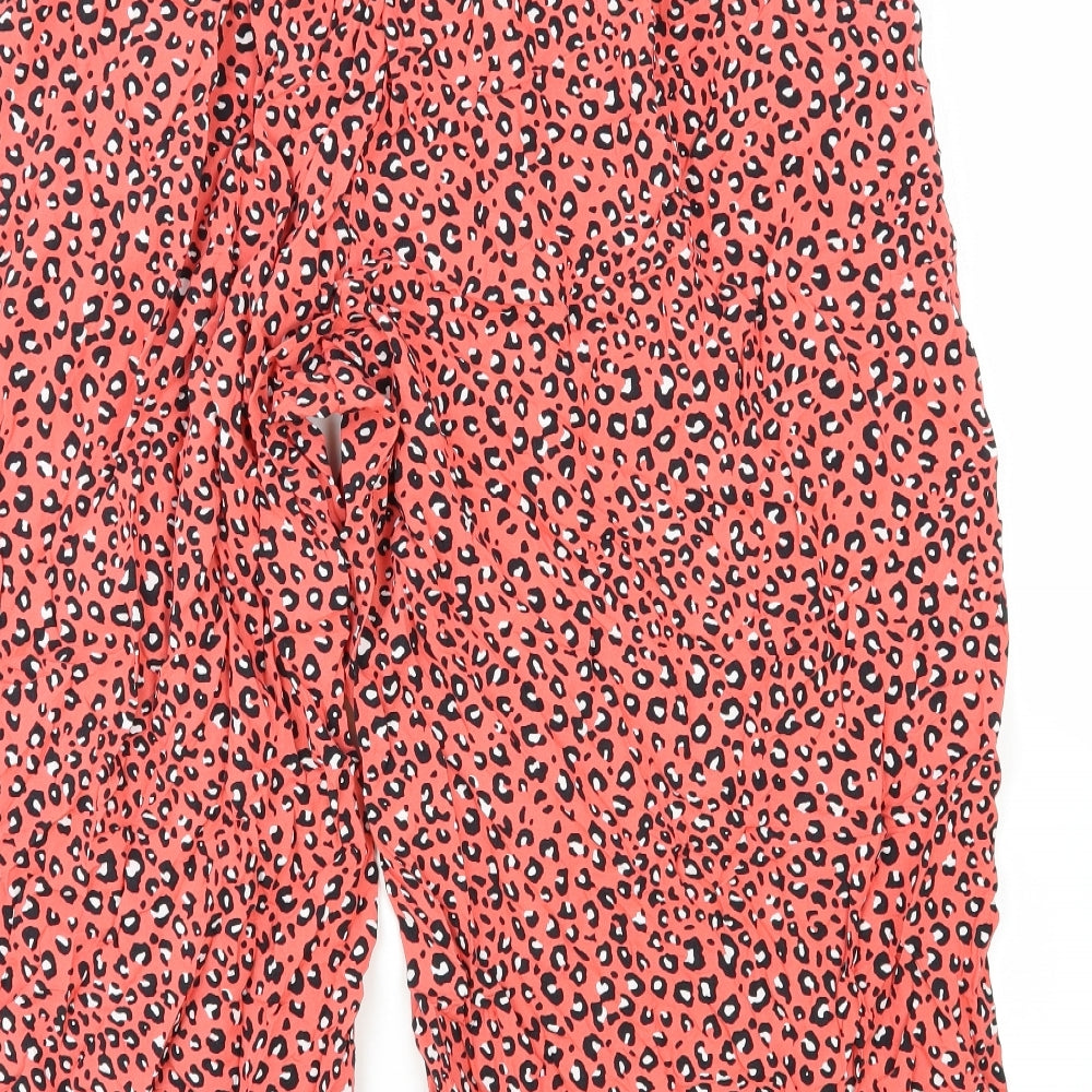 Marks and Spencer Womens Pink Animal Print Viscose Cropped Trousers Size 20 Regular - Leopard Pattern