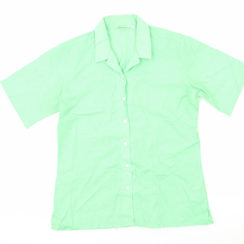 Trutex Womens Green Polyester Basic Button-Up Size M Collared