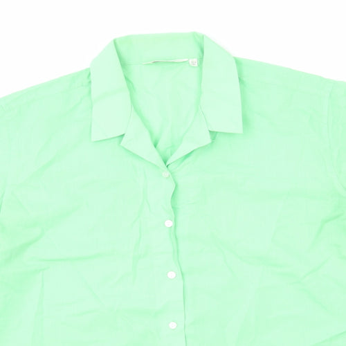 Trutex Womens Green Polyester Basic Button-Up Size M Collared
