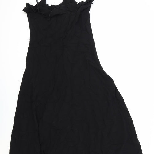 Warehouse Womens Black Viscose A-Line Size 12 Square Neck Zip