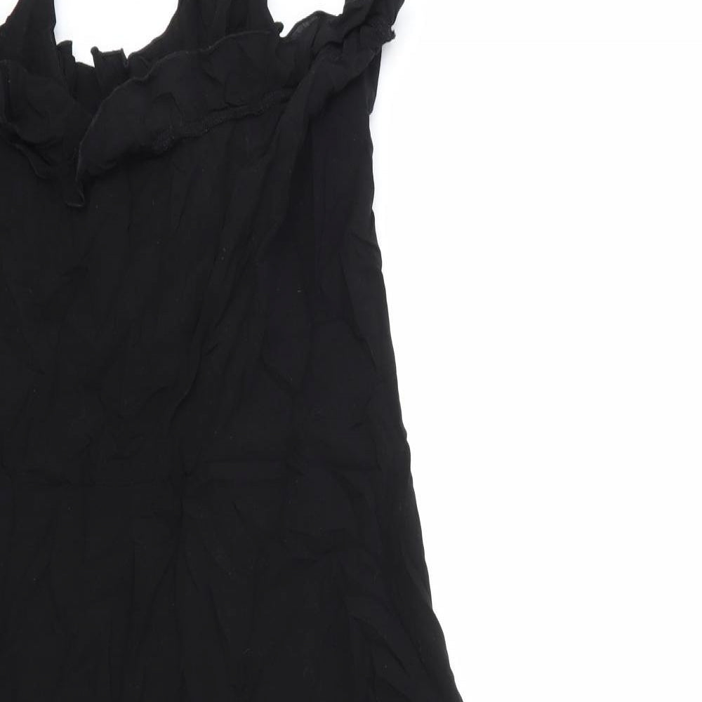 Warehouse Womens Black Viscose A-Line Size 12 Square Neck Zip