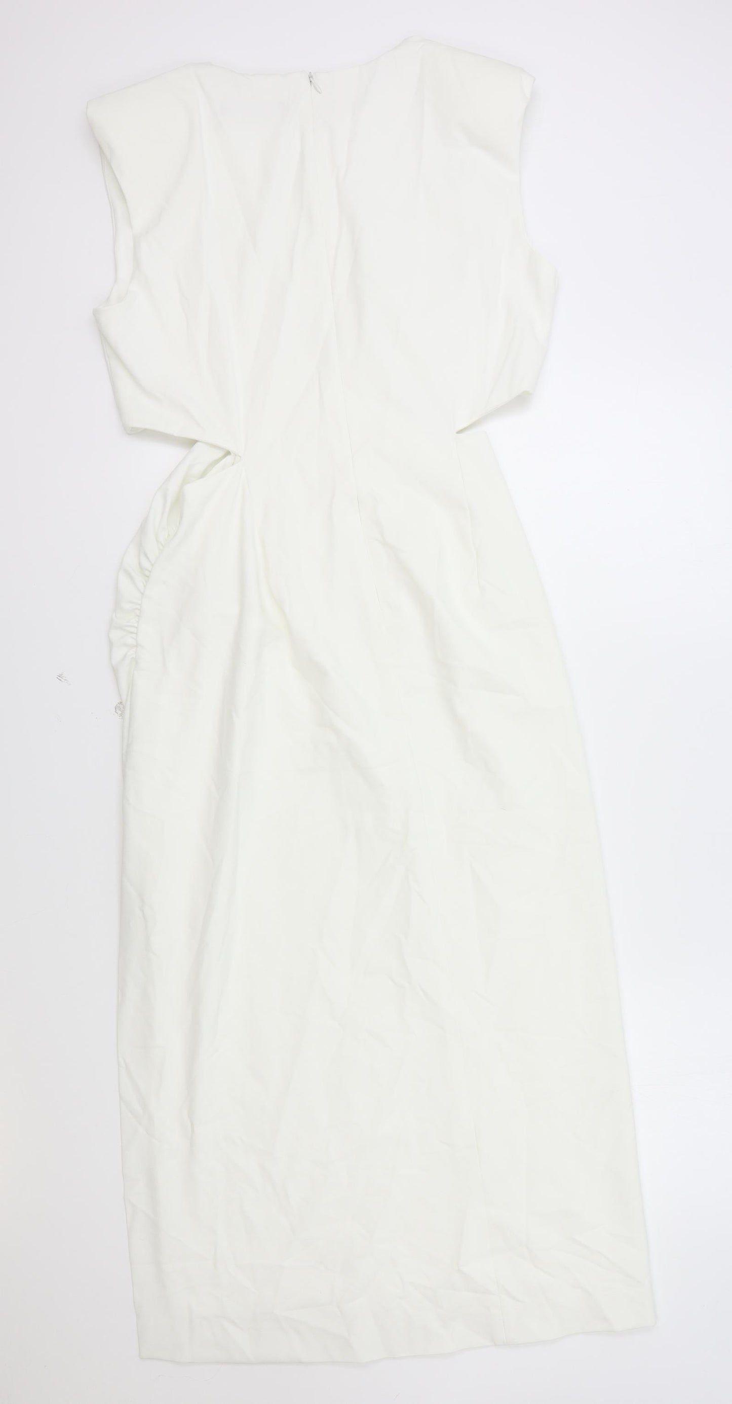Zara Womens White Polyester Sheath Size S Round Neck Zip