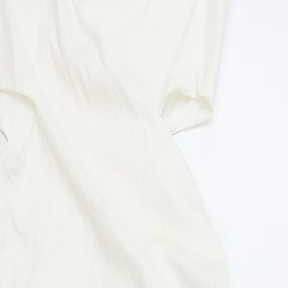 Zara Womens White Polyester Sheath Size S Round Neck Zip