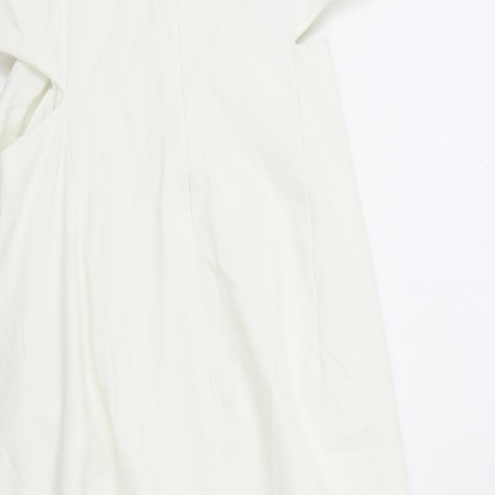 Zara Womens White Polyester Sheath Size S Round Neck Zip