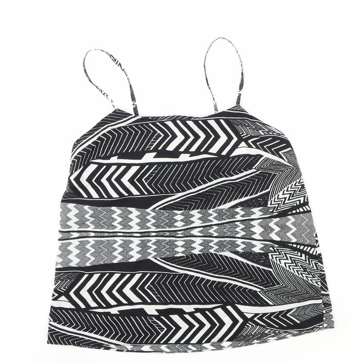 River Island Womens Black Geometric Polyester Basic Tank Size 10 Round Neck